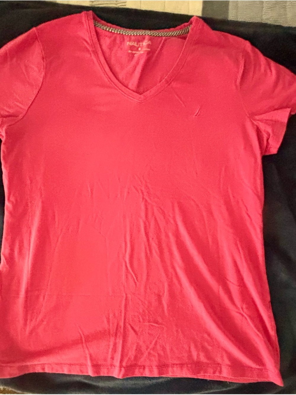 Nautica Women's Bright Pink V-Neck Short Sleeve Tee